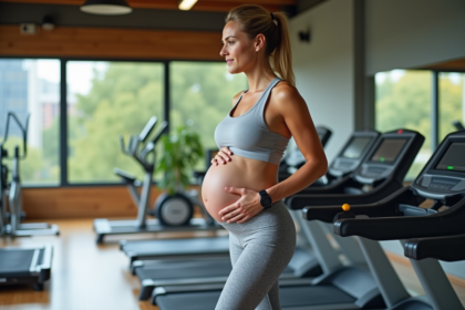 Femme enceinte faisant du sport en salle de gym