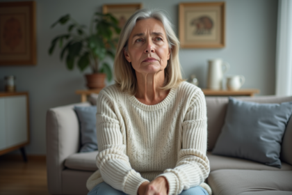 Femme d'âge moyen dans un salon moderne et calme