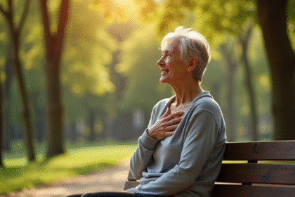 Femme d'âge moyen faisant une pause en course dans un parc