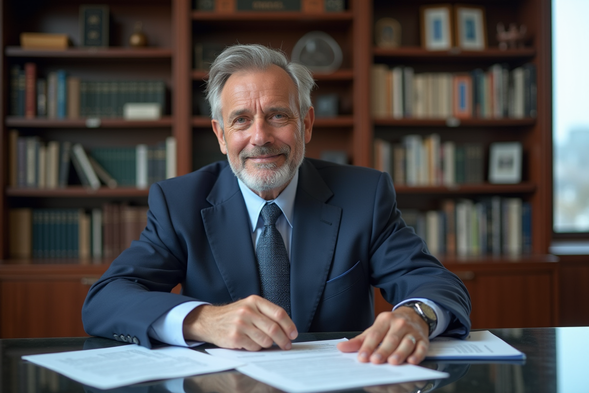 Médecin homme en costume et blouse dans son bureau