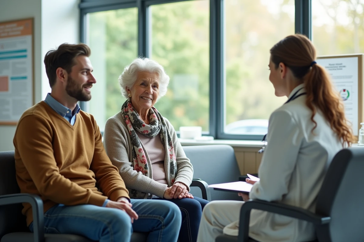 Groupe de patients dans une salle d