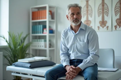 Patient homme d'âge moyen en consultation médicale
